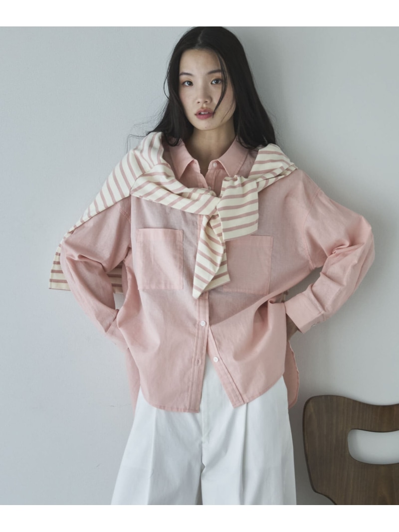 コットンリネンシャツ DOUX ARCHIVES ドゥアルシーヴ トップス シャツ・ブラウス グリーン ネイビー ベージュ ピンク【送料無料】[ Fashion]