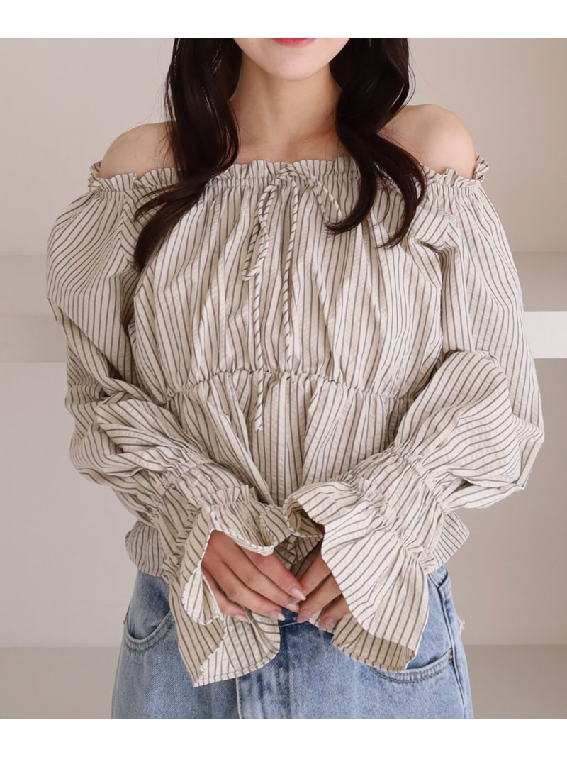2Wayオフショルブラウス archives アルシーヴ トップス シャツ・ブラウス ベージュ ホワイト ブルー【送料無料】[ Fashion]