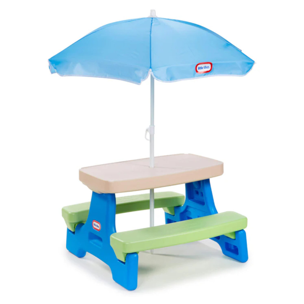 【並行輸入品】Little Tikes Easy Store Jr. Play Table with Umbrella - Blue/Green