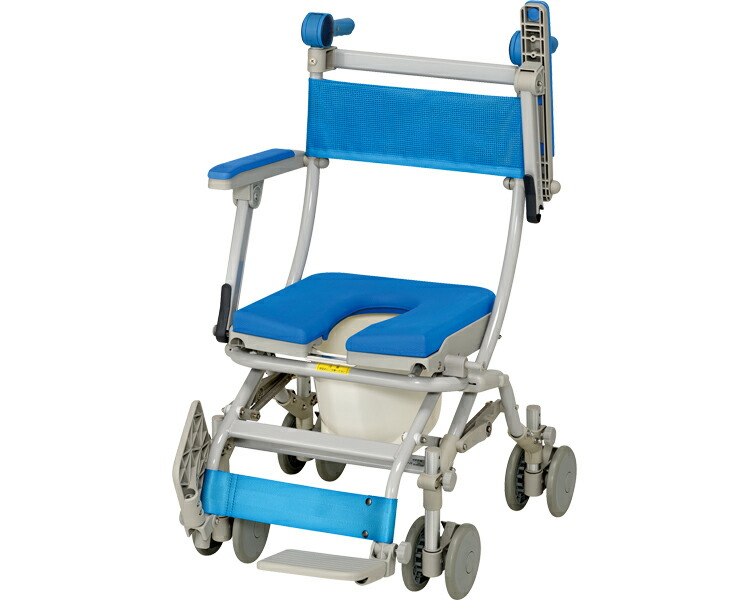 シャワーキャリー 入浴 車椅子 シャトレチェアD 4輪自在 U型シート バケツ付 STR6234 ウチヱ｜介護用品 高齢者 お年寄り 老人 病院 老人ホーム デイサービス 福祉施設 介護施設 入所 入院 風呂場