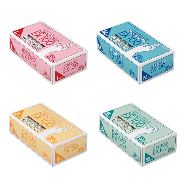 使い捨て手袋 天然ゴム極うす手袋 EX100 100枚入×20箱入り ダンロップ｜使い捨て 手袋 てぶくろ グローブ ケース販売 まとめ買い 業務用 施設 病院 介護用品