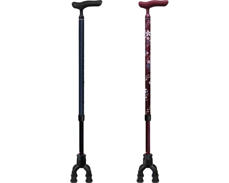 杖 杖介護 四点ステッキ 高齢者 四点可動式オン・オフさん 77MC （長さ約63.5～89cm） 島製作所 │ 介護用 4点4点 多点介護介護 ステッキ カーボン製 軽量 軽い つえ 高齢者 介護用品 おしゃれ お年寄り 老人 シニア 歩行補助 支え サポート 在宅介護 病院 老人ホーム