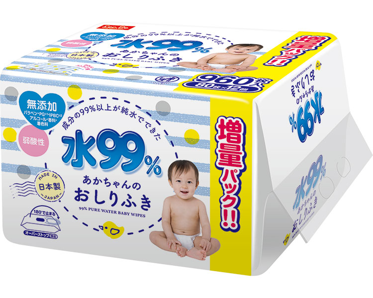 おしりふき お尻拭き 水99%おしりふき（水99%あかちゃんのおしりふき） 80枚×12パック×12袋セット E00873 レック │ ウエットティッシュ 清拭 排泄ケア 介助 介護 高齢者 介護用品 子ども ベビー キッズ お得なセット 大容量 使い捨て トイレグッズ 消耗品 在宅介護 病院