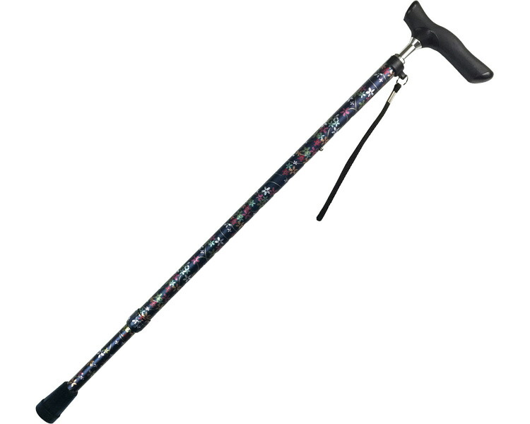 杖 杖介護 ステッキ おしゃれ 軽量 伸縮ジョイント和柄ステッキ （長さ60～92.5cm） 島製作所 │ 介護用品 つえ 伸縮歩行補助 歩行サポート シニア 高齢者 お年寄り 老人 SGマーク取得商品 和柄 シック 高さ調節 持ちやすい 握りやすい