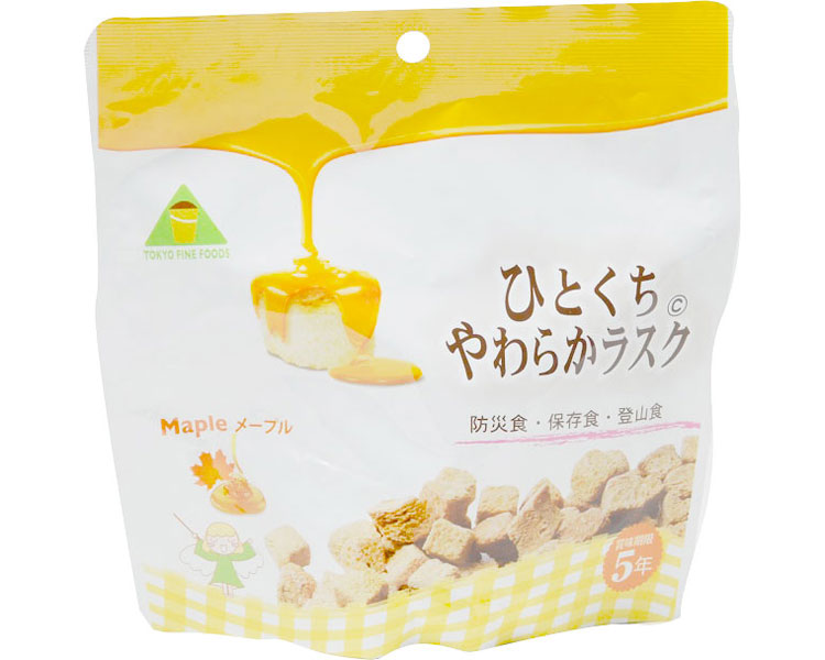 非常食 おやつ 防災食 ひとくちやわらかラスク メープル 70g&times;32個セット HP32 東京ファインフーズ │ お菓子 おやつ ラスク 防災食 保存食 登山食 サバイバルフーズ 介護用品 介護食 セット販売 まとめ買い 施設 病院 備蓄品 避難グッズ 緊急時 アウトドア もしも｜Pandora＋