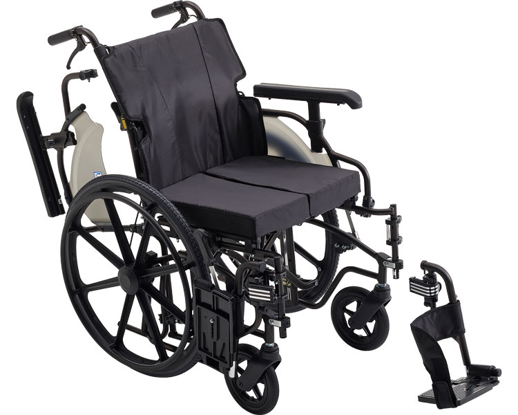 車椅子 アルミ自走車いす KJP-5 座幅48・50・52cm調整可 ブラック ミキ │ 車イス くるまいす 自走用 自走式 ビッグサイズ 座面高調整 シート幅調整 福祉用具 高齢者 介護用品 モジュール ワイドサイズ 多機能タイプ ノーパンクタイヤ仕様 耐荷重130kg 歩行補助