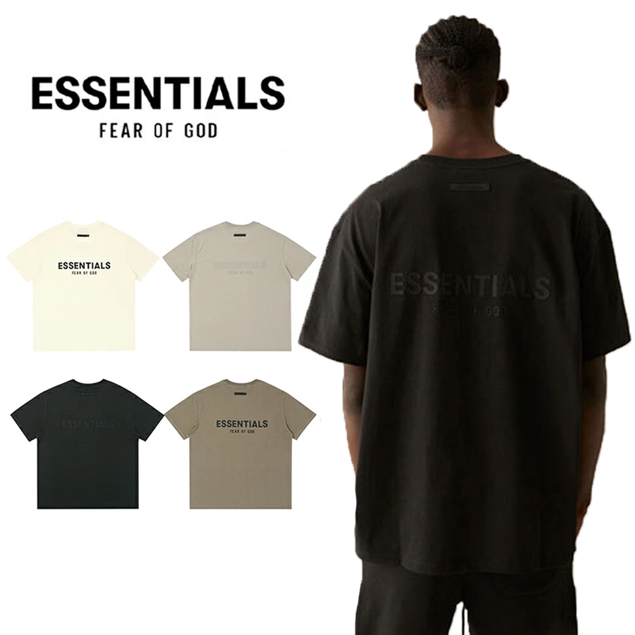 品質保証2024ESSENTIALSバックラバーロゴ　Tシャツ/ブラック Tシャツ/カットソー(半袖/袖なし)