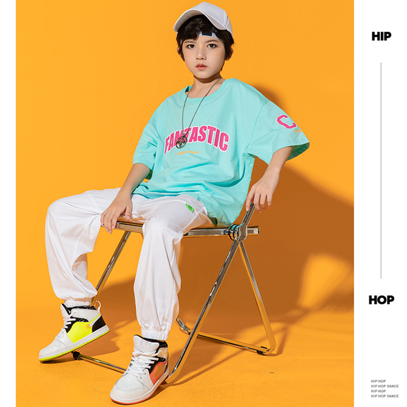 出荷 キッズダンス衣装 ヒップホップ Hiphop 半袖 ベスト Tシャツ パンツ 子供 男の子 女の子 ガールズ チア ジャズダンス ステージ衣装 原宿系 練習着 応援団 演出服 K Pop Jazz サマーキャンプ 韓国風 Qdtek Vn