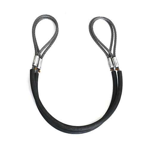 玉掛けワイヤロープ　径10ｍｍ(3.5分)×1ｍ~8m　ロック(カシメ)　ホース入　2本セット　JIS規格　玉掛け　ワイヤーロープ　吊りワイヤー　台付ワイヤー　クレーン作業　JRK-H-10-1-8-2P