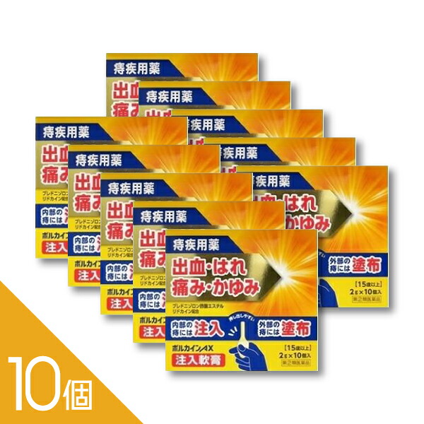 【10個】『ボルカインAX注入軟膏 2g×10個入り』｜リドカイン配合｜痔の痛み・かゆみに｜奥まで届く注入タイプ【第(2)類医薬品】