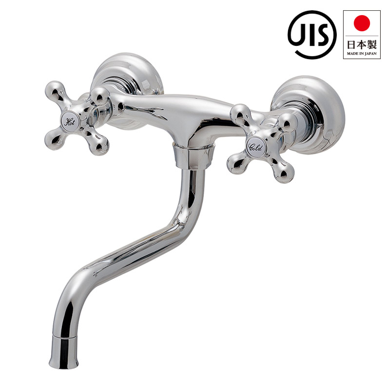 楽天市場】キッチン水栓 2ハンドル 壁付混合栓 混合水栓 マット