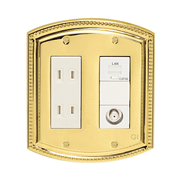 アンティーク真鍮 ゴールド スイッチ コンセント カバー プレート 2口用×5枚 アンティーク真鍮 ゴールド スイッチ コンセント カバー