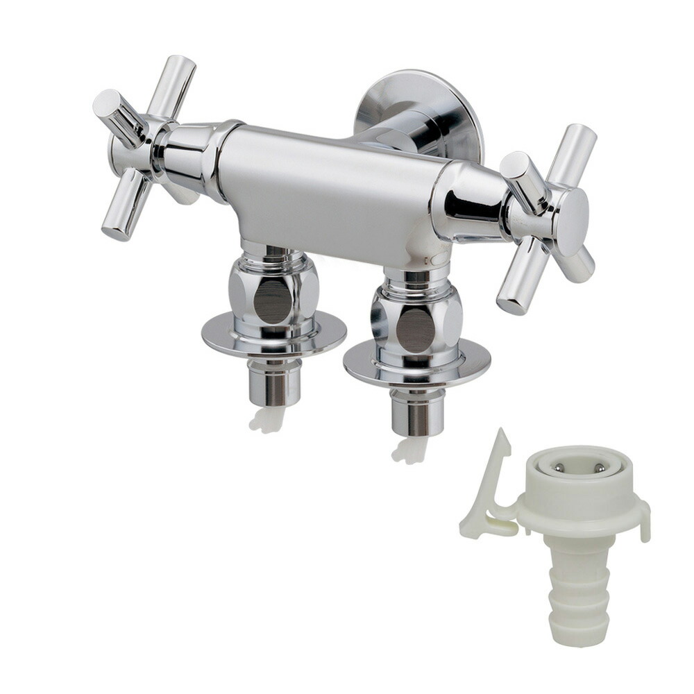 大口② 楽天市場】洗濯機用二口水栓 二層式洗濯機にも対応した2口蛇口 704-129