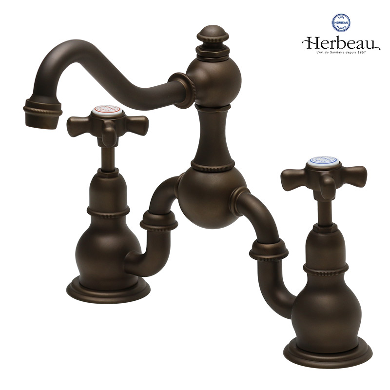 【Herbeau】エルボ 水栓金具 3003 ロワイヤル オールドブラス  洗面用8in雑ぜ合わせる栓 今めかしい 古典派音楽調