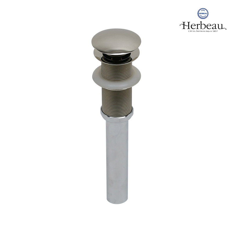 【Herbeau/エルボ】3086.56 プッシュボタン式排水金具(ブライトニッケル/横穴無し)おしゃれ 蛇口 キッチン 洗面所|個性派水回りショップ パパサラダ