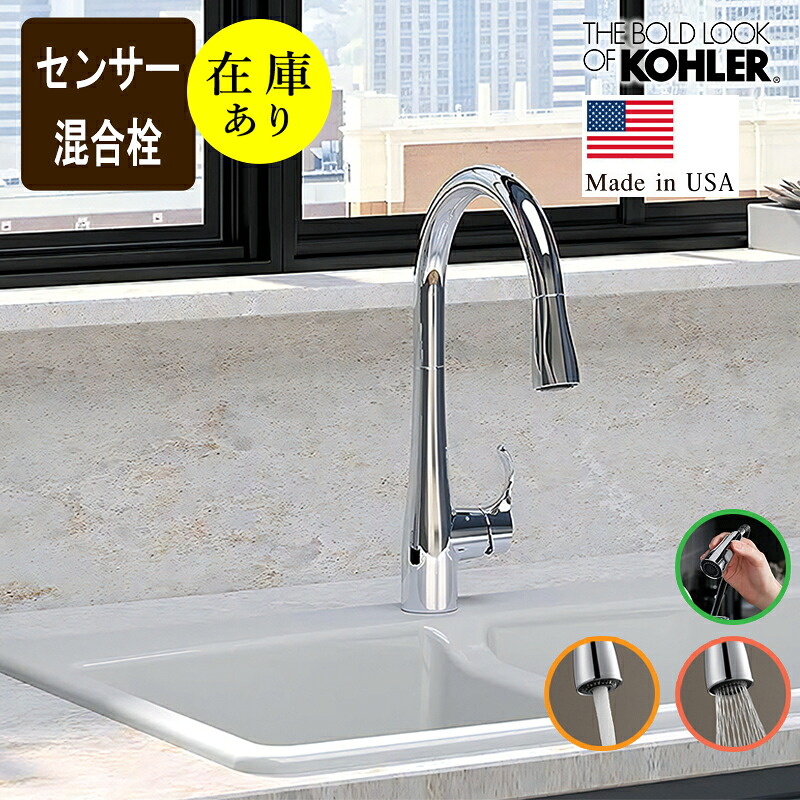 店卸し資産あり 定め事インポート品 KOHLER 検出器水栓 シン通貨価値 タッチレス シングル生き肝 勝手もと雑ぜ合わせる栓 シャワー頭顱抽き出し式 自動小銃水栓 [ACワット数] K-22036-CP
