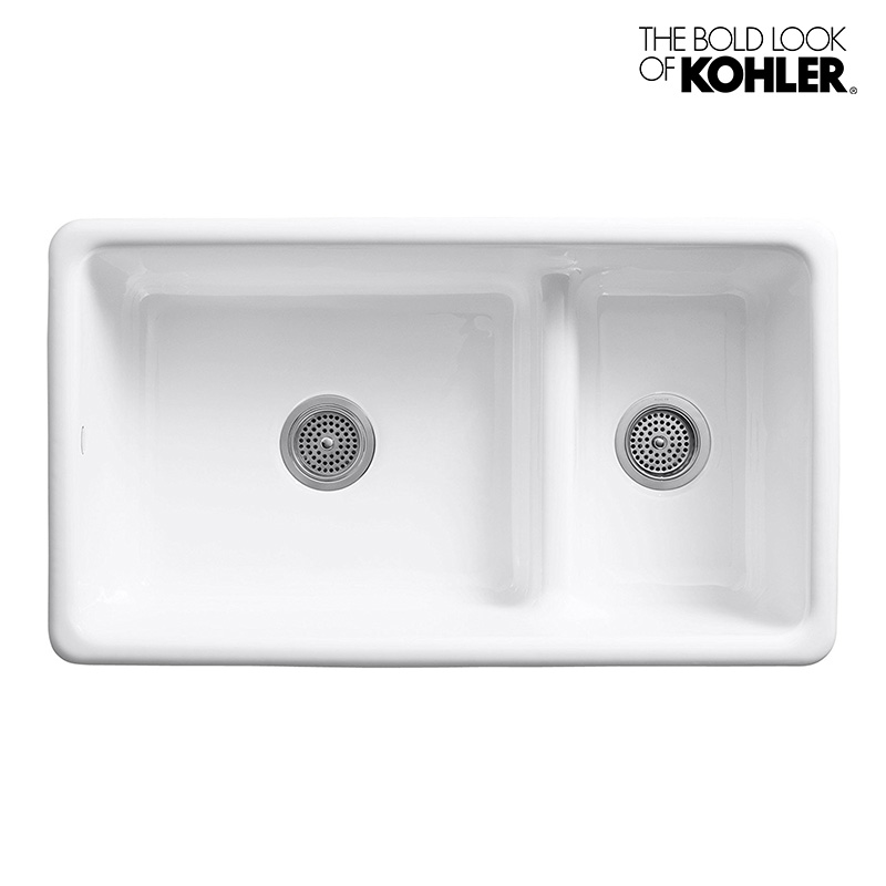 楽天市場】正規輸入品 キッチンシンク 流し台 KOHLER コーラー リバーバイ 左右非対称 ホーロー 2槽シンク  1ホール（W838×D559×H244） : 個性派水回りショップ パパサラダ