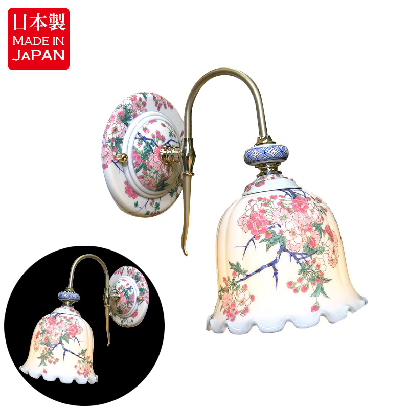 【有田焼】伊万里焼 染錦金彩桜絵 鉤括弧点火装置 ART2-EL007 飾りつけ点火装置 晴れ晴れしいな染付の藍色 洗面所 室内用便器 リビング 壁面点火装置