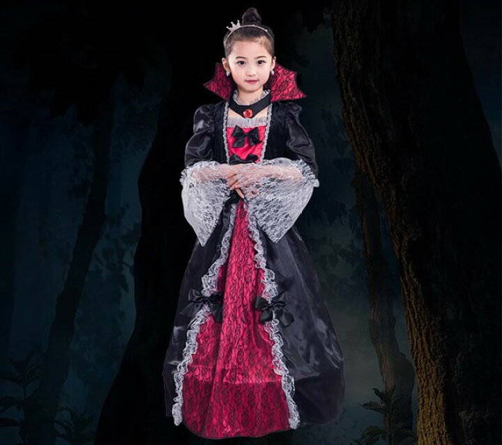 キッズ ハロウィン衣装 ハロウィン衣装 女の子 ワンピース レース マキシ丈 コスプレ ワンピース 変装 コスチューム パーティー Kanal9tv Com