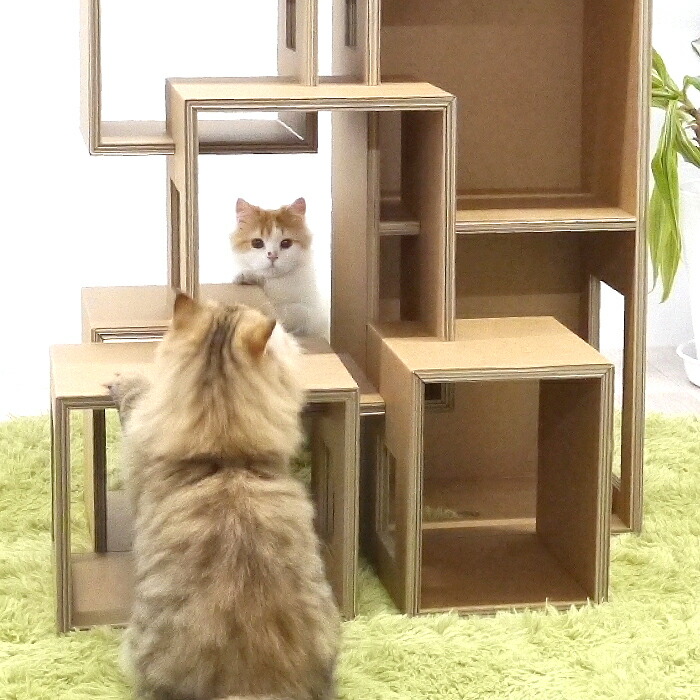 送料無料 キャットタワー おしゃれ 据え置き セブンルームズ 猫スタイリッシュ 高さ110cm 段ボール ダンボール 軽量 デザインオブジェ インテリア 室内 日本製 Butlerchimneys Com