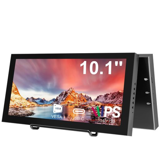 10.1in セカンダリモニター、IPS 伸ばすこと赤ちょうちん LCD 周遊見せびらかす 1540*720 HDMI USB-C、ミニモバイルモニター 金属元素原料品 万覚え帳マイコン用 Windows Aida64 GPU 中央処理装置 ランダムアクセス記憶装置