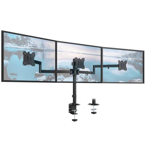 WORLDLIFT モニターアーム 3画面 17~27インチ対応 各耐荷重10kg PC液晶ディスプレイアーム トリプル グロメット式&クランプ式 角度調節 高さ調節 VESA 75x75/100x100mm｜papimomo.shop