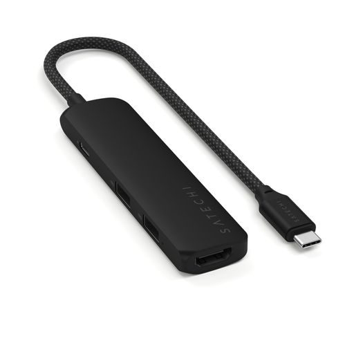Satechi 4 in 1 USB C ハブ マルチポートアダプター HDMI 4K@60Hz、100W PD充電、USB-Aデータポートx2搭載 MacBook Air/Pro/Neo、iPad Air/Pro、Windows用 - ブラック|papimomo.shop