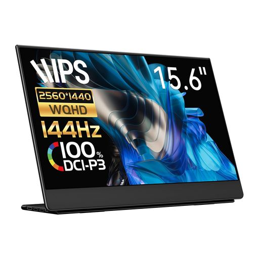 EHOMEWEI 移動性管する 144サイクル 15.6in 2K ゲーミングモニター 携帯型管する 1ms 2560x1440 非光輝 DCI-P3 デジタル活動写真標準尺度 FreeSync IPS液晶 軽さ 薄型 金棒引き内蔵