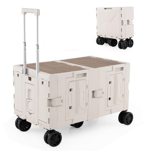 キャンプカートアウトドアワゴン折りたたみキャスター付き添い人大静電容量キャリーワゴンテーブルとも使える耐荷重60kgアウトドアキャンプピクニックつり銭花見競技大会(白いこと)