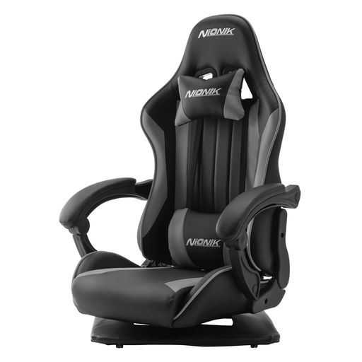 NIONIK ゲーミングチェア 座椅子 ゲーミング座椅子 180°リクライニング 高反発座面 ハイバック 連動アームレスト ランバーサポート 360°回転座面 PUレザー 座椅型ゲーミングチェア(ブラック…|papimomo.shop