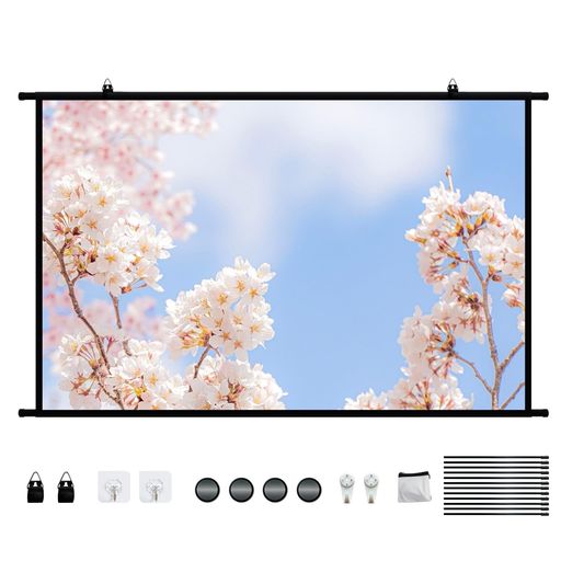 NODIBRO プロジェクタースクリーン 100インチワイド 4K 16:9 プロジェクター 掛け軸タイプ 手動吊り下げ式 スクリーン 軽量持ち運び 家庭用 き投影 オフィス ホームシアター プレゼンテーショ…|papimomo.shop