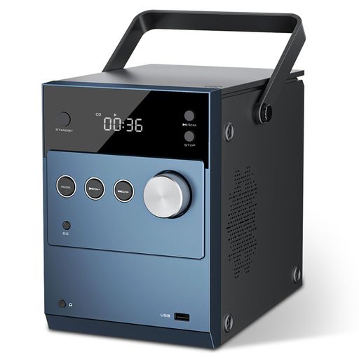 ポータブルCDプレーヤー 10W bluetooth対応/FMラジオ/MP3再生/USB/AUX入力/ヘッドフォンジャック/リモコン 内蔵充電池 電池長持ちタイプ CDプレーヤー コンパクト｜papimomo.shop