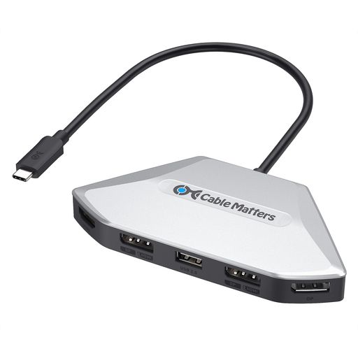 Cable Matters 4K 4画面USB-C MST アダプター、[4x 4K@60Hzビデオ・140W充電]、デュアルファンクション HDMI 2.1/DisplayPort 2.1 ポート搭載、Windows専用、4台のモニター用USB｜papimomo.shop