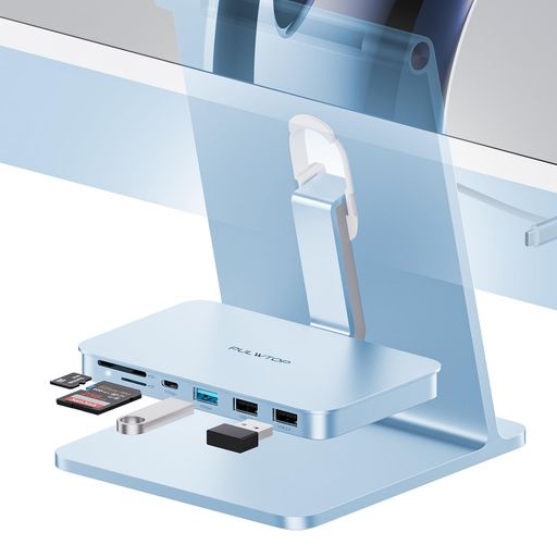 PULWTOP iMac アクセサリー i-Mac 2021/2023/2024用 USB A/C 10Gbps搭載iMac用USB Cハブ M1/M3/M4用ハブ 2USB A 2.0 SD/TFカードリーダー Blue|papimomo.shop