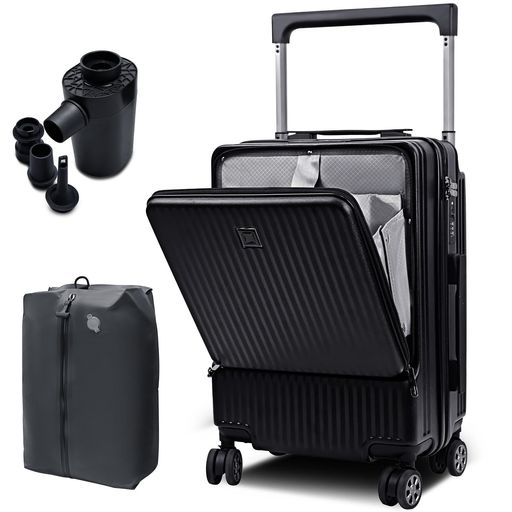 [Hanana] スーツケース 真空圧縮袋付き 電動ポンプ付き 3点セット キャリーケース 大容量 42L 機内持ち込み ワイドキャリーバー 前開き TSAロック 軽量 静音 360度回転 ダブルキャスター ビジ&hellip;｜papimomo.shop