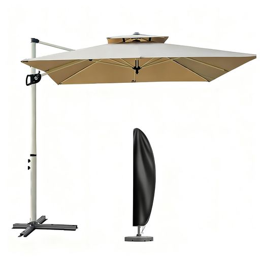 MAYAMI-Home ガーデンパラソル 大型 220/250cm 風に強い 長方形 ハンギングパラソル 二層通気 防風 UVカット 撥水 角度調整 360&deg;回転 パラソルカバー付き ベース別売 屋外 庭 テラス カフェ用 (カ&hellip;｜papimomo.shop