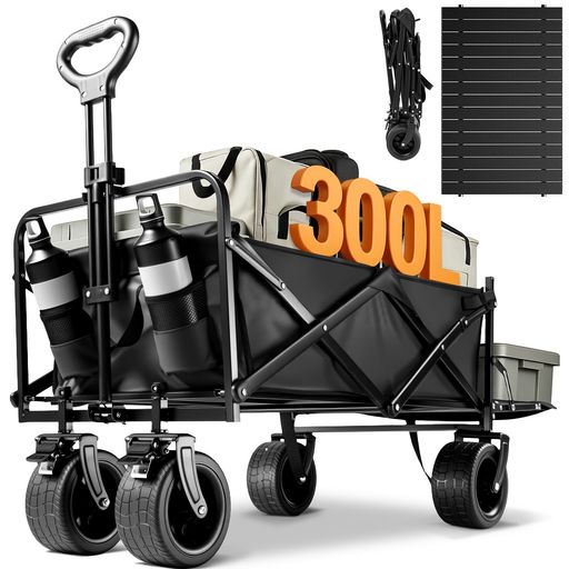 Aasnsn持ちはこび手押し車【300L大電気容量耐荷重250kg長物相応ううしろ側取りひろげる可】キャリーカートテーブル付き添い人瓶隠し付き添い人アウトドアワゴンキャンプ折りたたみワンタッチ交わり式軽さ静音