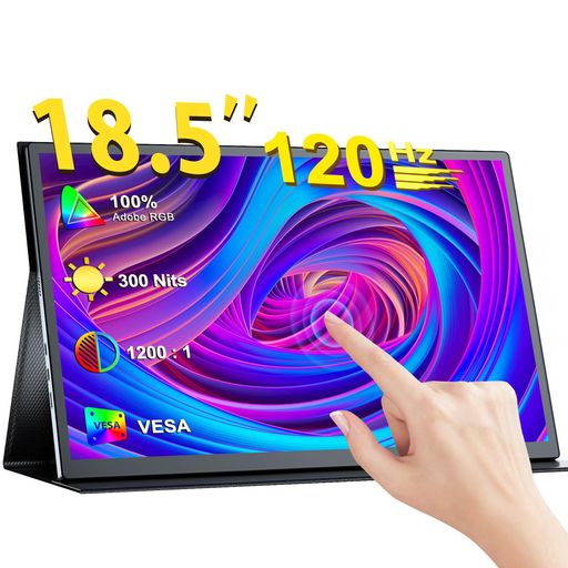 EVICIVモバイルモニタータッチパネル18.5in120サイクル10点マルチタッチ保護すること取りまかなう付き添い人移動性見せびらかすFHD1920x1080100%sRGB広色域薄型携帯型管する光輝IPS液晶ダイアログボックス持ちはこぶ