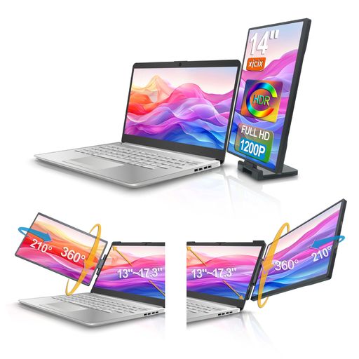 XJCIX14in1200Pポータブルデュアルスクリーンノートパソコン(USB縛ステイション積み上げる)、IPS1920x1200FHDプラグアンドプレイ外後ばらい管する、身寄り、執務室、旅する、マルチタスク相応う