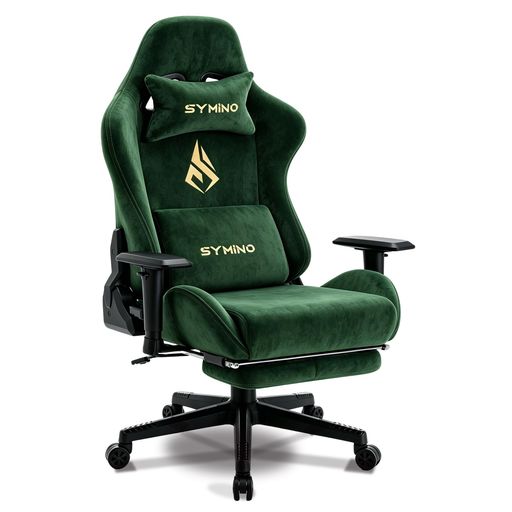 Symino ファブリック製 ゲーミングチェア オフィスチェア デスクチェア パソコンチェア 布張り 155°リクライニング オットマン付き 高さ調整機能 耐荷重200kg 在宅ワーク ゲーム用 グリーン|papimomo.shop