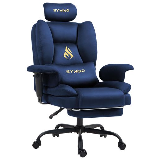 Symino ゲーミングチェア オフィスチェア 社長椅子 高級スエード素材 通気性 袋入りスプリング内蔵 ランバーサポート付き オットマン付き 155&deg;無段階リクライニング 昇降式アームレスト &hellip;｜papimomo.shop