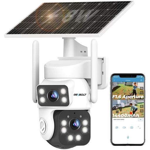 GENBOLT 2K 防犯カメラ 屋外 ソーラー WiFi ワイヤレス AOV 24/7録画 電池式 二重レンズ 2.4Ghz PTZ機能 電源不要 14400mAh 人体検知 夜間カラー 遠隔操作 日本語 iOS/Androidアプリ|papimomo.shop
