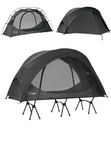 VIDALIDOソロ円蓋1-2人用キャンプテント独立独行式コットテントTC通気防風軽さ飾り気の無い円蓋2点セットカーキー(肌付きと飛球居敷き)