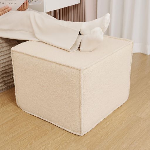 ChilternCasa スクエアオットマンフットレスト、長椅子、珈琲時刻表用の小さなプーフ - Boucle布張りのフットスツール リビング御部屋\u0026臥榻御部屋\u0026寮に当て嵌める能力のある - 締め付けるプーフ、ベー…