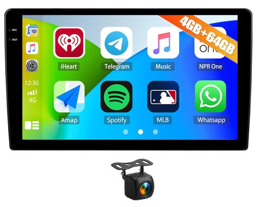 AUOMETO 10インチ 2DIN Android 15 ディスプレイオーディオ カーナビ 4GB RAM+64GB ROM 1280x720 Incellタッチパネル ワイヤレスCarPlay/Android Auto GPS Bluetooth｜papimomo.shop