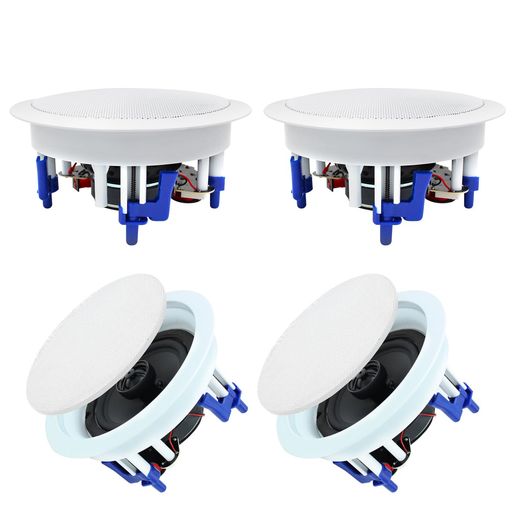Herdio 600W ブルートゥース 天井埋め込み型スピーカー 2ウェイ/ラウンド型/1本 ホワイト 18.5cm 8Ω 天井スピーカー(4スピーカー)｜papimomo.shop