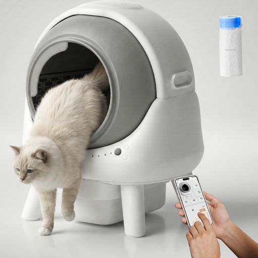 Yilucess 自動猫トイレ【ニオイ漏れ対策 & 出張・旅行もOK】猫 自動トイレ 脱臭設計 スマホで遠隔操作 留守番中も安心 50L大容量 大型猫用トイレ 多頭飼い iOS/Android対応 簡単組立 日本語説明&hellip;｜papimomo.shop