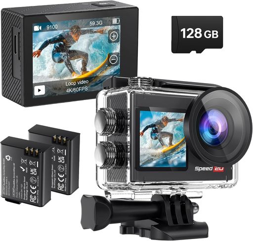 Hiicam Speed20 動き写真器 ウェアラブルカメラ 動きカム 水中写真器 4K 20MP 6軸手ぶれ手を加える タッチパネル式 デュアル色合い映写幕 雨合羽入れもの着装すると40Mまで雨合羽 スマホア…