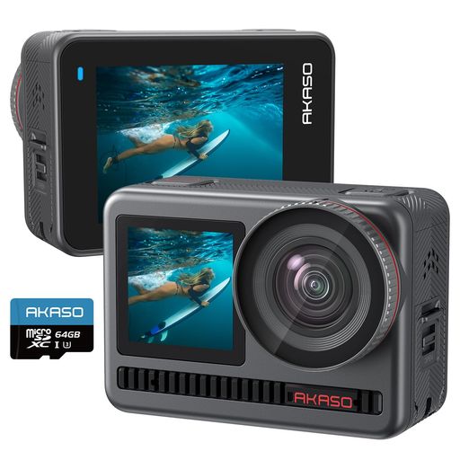 AKASO Brave8 動き写真器 4K60fps 48MP 百貨店宛転たる手ぶれ手を加える ウェアラブルカメラ IPX8本機雨合羽10M 水中写真器 1550mAh蓄電池2個 動きカム