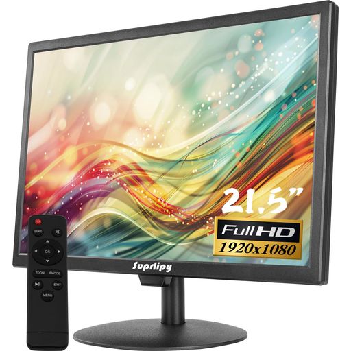 Suprlipy21.5inFHD小型液晶ディスプレイモニターディスプレイスクリーン1920x108060サイクル16:9BNCVGAHDMIAVUSBインプット付き添い人内蔵スピーカーCCTV防犯写真機DVRPC力くらべ機用